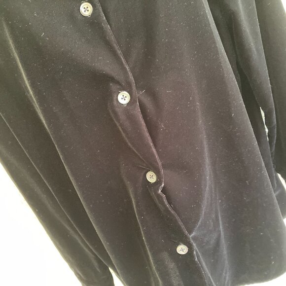 VINTAGE J.CREW VELVET SHIRT SZ L BLACK BLOUSE /JACKET - Picture 3 of 9